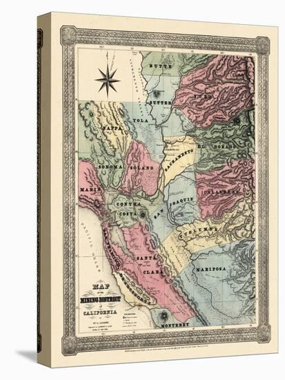 1851, California Mining Districts Map, California, United States-null-Premier Image Canvas