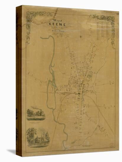 1853, Keene Wall Map, New Hampshire, United States-null-Premier Image Canvas