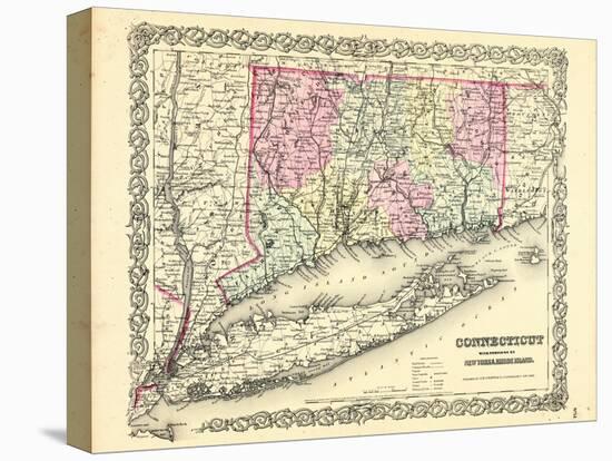 1855, Connecticut State Map Long Island Sound, Connecticut, United States-null-Premier Image Canvas