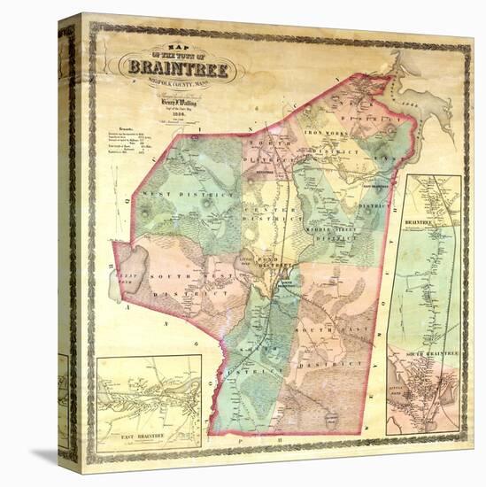 1856, Braintree Wall Map, Massachusetts, United States-null-Premier Image Canvas