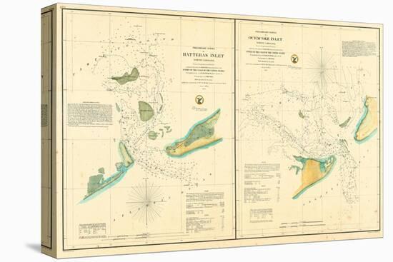 1857, Hatteras and Ocracoke Inlet Chart North Carolina, North Carolina, United States-null-Premier Image Canvas