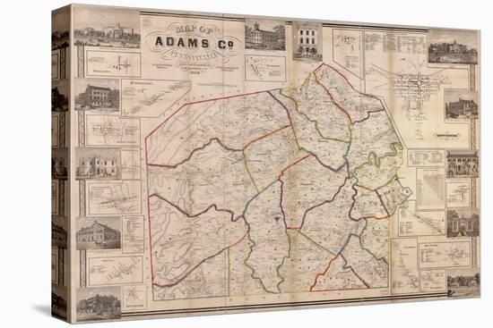 1858, Adams County Wall Map, Pennsylvania, United States-null-Premier Image Canvas