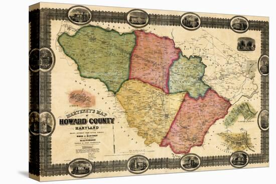 1860, Howard County Wall Map, Maryland, United States-null-Premier Image Canvas