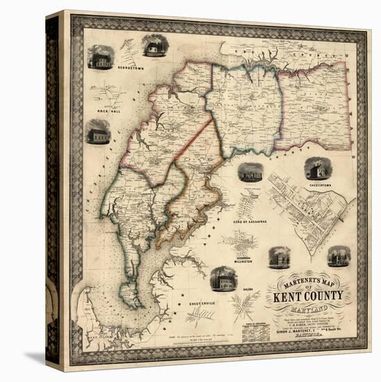 1860, Kent County Wall Map, Maryland, United States-null-Premier Image Canvas