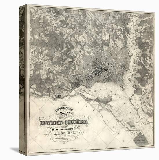 1861, Washington D.C. Topographic Map, District of Columbia, United States-null-Premier Image Canvas