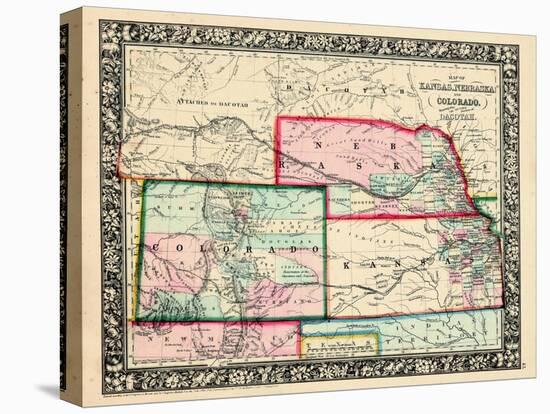 1864, Kansas, Nebraska, Colorado and Dakota Mitchell Plate, Nebraska, United States-null-Premier Image Canvas