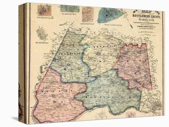 1865, Montgomery County Wall Map, Maryland, United States-null-Premier Image Canvas