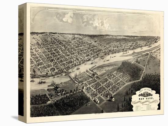 1867, Bay City Bird's Eye View, Michigan, United States-null-Premier Image Canvas