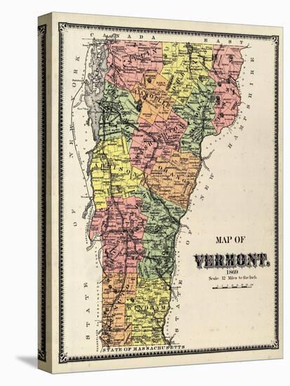 1869, Vermont Map, Vermont, United States-null-Premier Image Canvas
