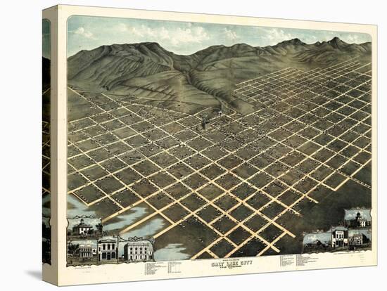 1870, Salt Lake City Bird's Eye View, Utah, United States-null-Premier Image Canvas