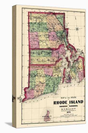 1870, State Map - Rhode Island, Providence and Plantations, Block Island, Rhode Island, United Stat-null-Premier Image Canvas