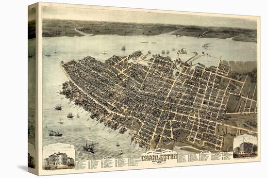 1872, Charleston Bird's Eye View, South Carolina, United States-null-Premier Image Canvas