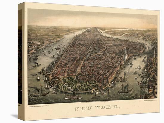 1873, New York City, 1873, Bird's Eye View, New York, United States-null-Premier Image Canvas