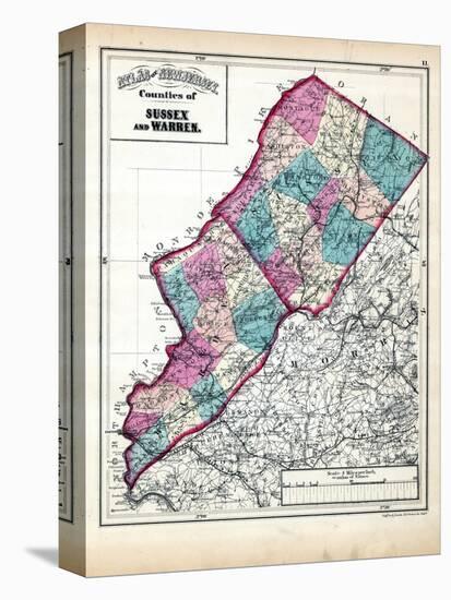 1873, Sussex and Warren Counties Map,New Jersey, United States-null-Premier Image Canvas