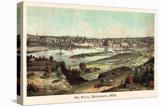 1874, St. Paul 1874 Bird's Eye View, Minnesota, United States-null-Premier Image Canvas