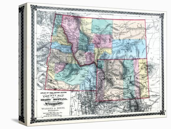 1875, Idaho, Montana and Wyoming States Map, United States-null-Premier Image Canvas