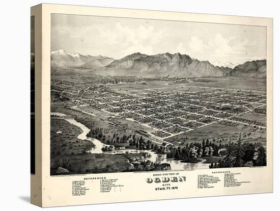 1875, Ogden Bird's Eye View, Utah, United States-null-Premier Image Canvas