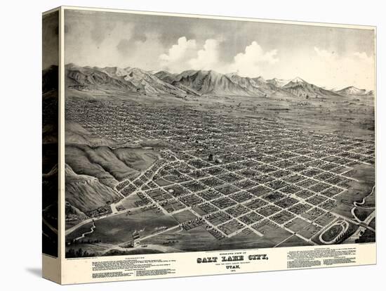 1875, Salt Lake City Bird's Eye View, Utah, United States-null-Premier Image Canvas