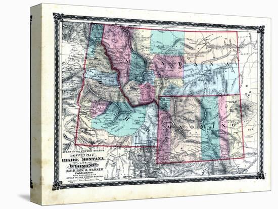 1876, County Map of Idaho, Montana and Wyoming, Missouri, United States-null-Premier Image Canvas