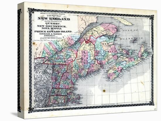1876, County Map of New England and the Provinces of Quebec, New Brunswick, Nova Scotia and Prince-null-Premier Image Canvas