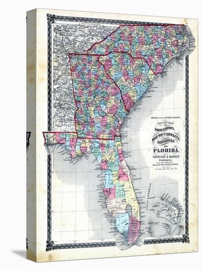1876, County Map of North Carolina, South Carolina, Georgia and Florida, Missouri, United States-null-Premier Image Canvas