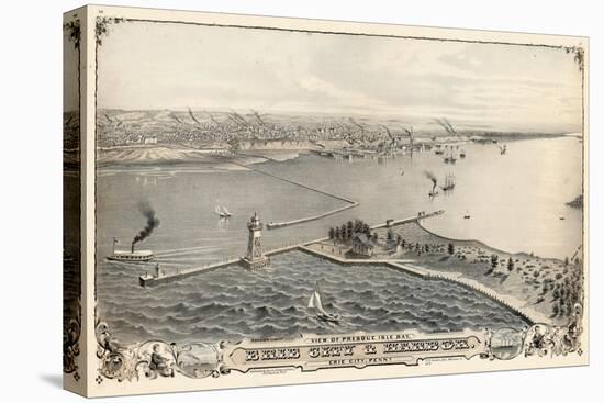 1876, Erie and Presque Isle Bay Bird's Eye View, Pennsylvania, United States-null-Premier Image Canvas