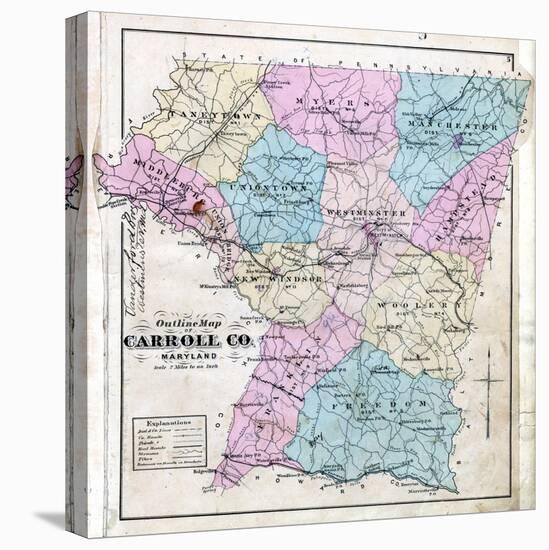 1877, Carroll County Map, Maryland, United States-null-Premier Image Canvas