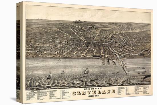 1877, Cleveland Bird's Eye View, Ohio, United States-null-Premier Image Canvas