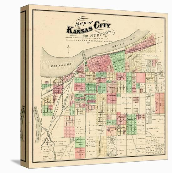 1877, Kansas City and Suburbs, Missouri, United States-null-Premier Image Canvas