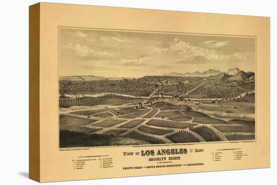 1877 Los Angeles Map-N. Harbick-Stretched Canvas