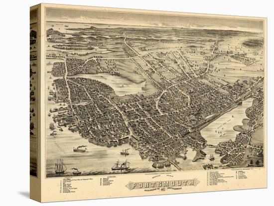 1877, Portsmouth Bird's Eye View, New Hampshire, United States-null-Premier Image Canvas