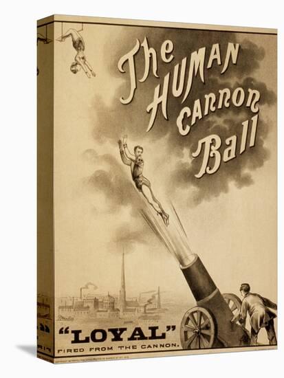 1879 Circus Poster for Human Cannonball Aerial Acrobatic Act-null-Stretched Canvas