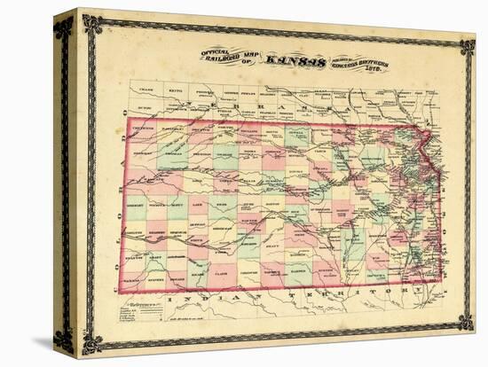 1879, Railroad Map, Kansas, StateUnited States-null-Premier Image Canvas