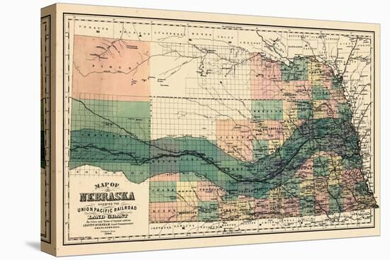 1880, Nebraska 1880 State Map, Nebraska, United States-null-Premier Image Canvas