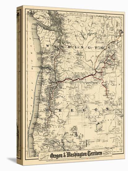 1880, Oregon and Washington State Map, Oregon, United States-null-Premier Image Canvas