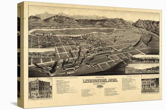 1883, Livingston Bird's Eye View, Montana, United States-null-Premier Image Canvas