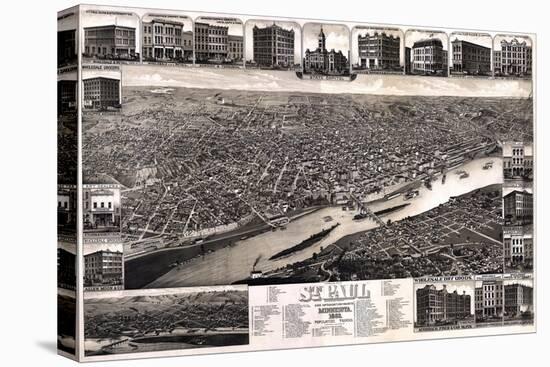 1883, St. Paul 1883 Bird's Eye View, Minnesota, United States-null-Premier Image Canvas