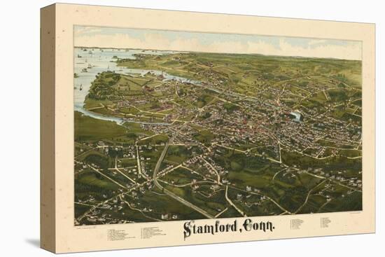 1883, Stamford Bird's Eye View, Connecticut, United States-null-Premier Image Canvas