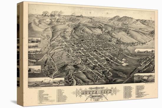 1884, Butte City Bird's Eye View, Montana, United States-null-Premier Image Canvas