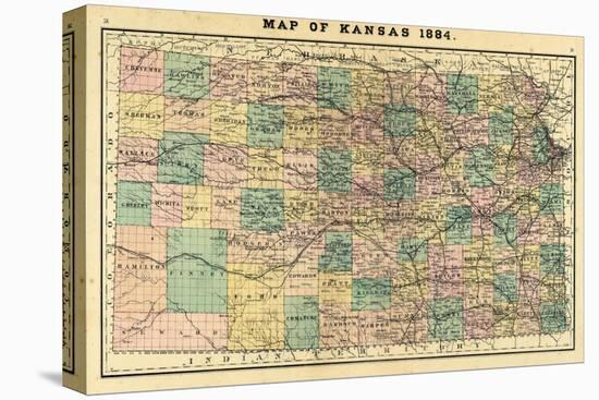 1884, Kansas State Map, Kansas, United States-null-Premier Image Canvas