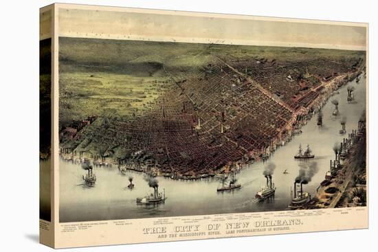 1885, New Orleans Bird's Eye View, Louisiana, United States-null-Premier Image Canvas