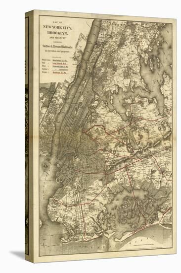 1885 NYC Map-N^ Harbick-Stretched Canvas
