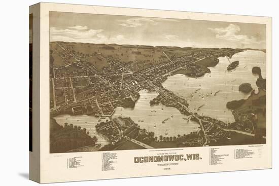 1885, Oconomowoc Bird's Eye View, Wisconsin, United States-null-Premier Image Canvas