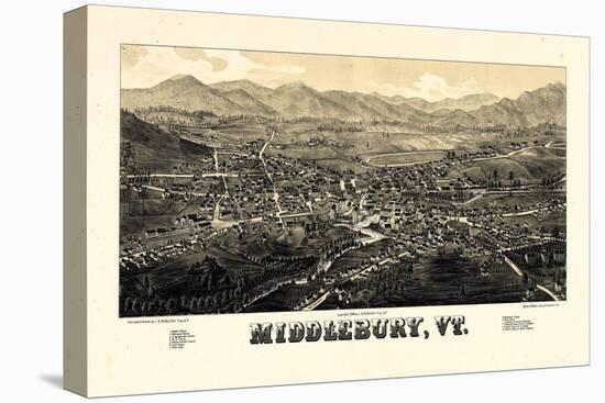 1886, Middlebury 1886c Bird's Eye View, Vermont, United States-null-Premier Image Canvas