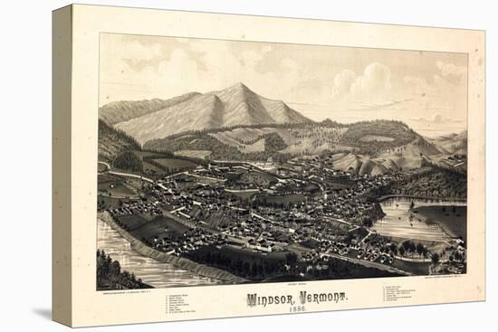 1886, Windsor Bird's Eye View, Vermont, United States-null-Premier Image Canvas