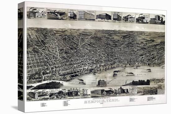 1887, Memphis Bird's Eye View, Tennessee, United States-null-Premier Image Canvas