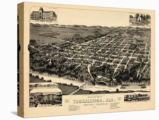 1887, Tuskaloosa Bird's Eye View, Alabama, United States-null-Premier Image Canvas