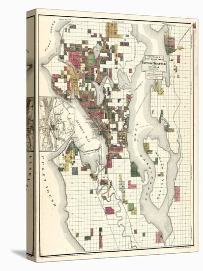 1890, Seattle City and Environs Map, Washington, United States-null-Premier Image Canvas
