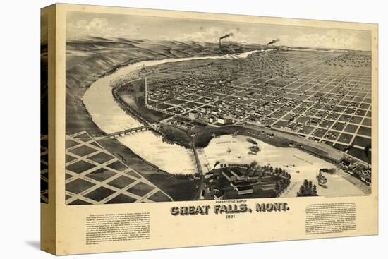 1891, Great Falls Bird's Eye View, Montana, United States-null-Premier Image Canvas