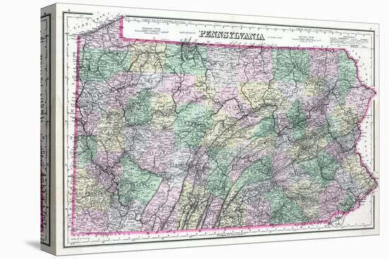 1891, Pennsylvania State Map, Pennsylvania, United States-null-Premier Image Canvas